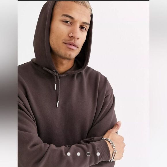 ASOS DESIGN oversized hoodie in dark brown (Seal Brown) XS NWT in packaging - Picture 3 of 7